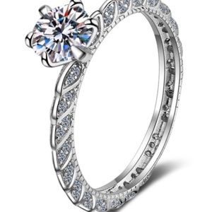 Sterling Silver Moissanite White Dainty Engagement Ring